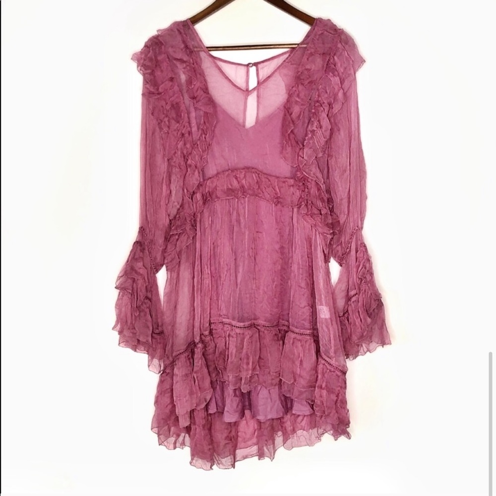 Love Sam | Juliet Pink Ruffle Mini Dress | M - Picture 5 of 7